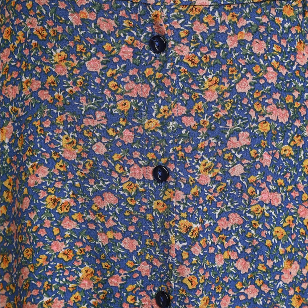 Rollas Midsummer Coast Blue Floral Print Button-Up Midi Dress - Picture 3 of 10